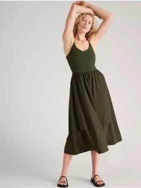 Athleta Elation XS Olive Green Midi Dress